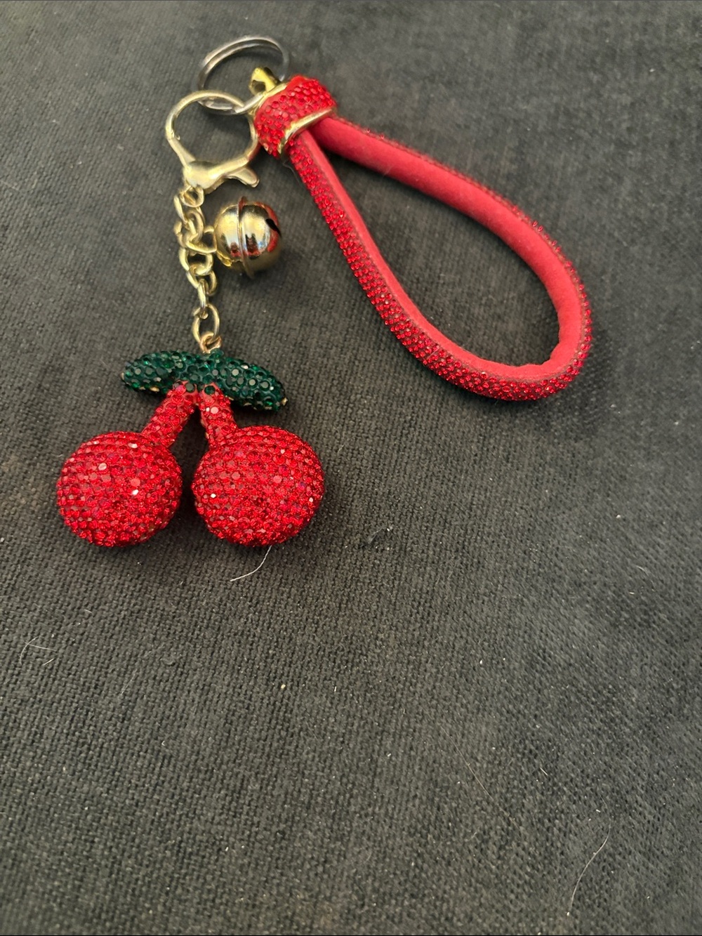 Crystal Cherry Keychain Wristlet - Red